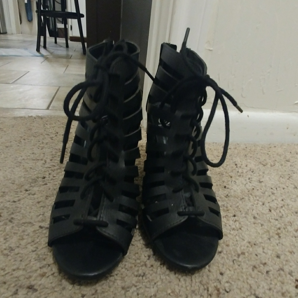 Black bootie heels